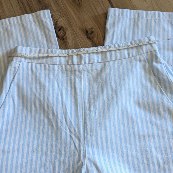 Cider Pinstripe Casual Wide Leg Blue & White Pants, L - Picture 4 of 4